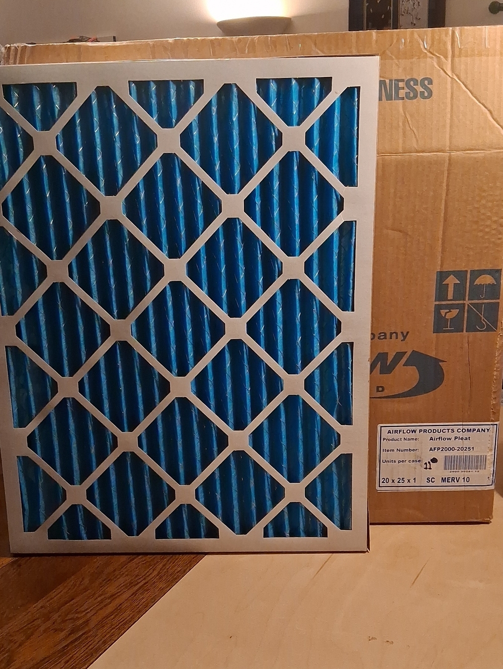 HVAC Pleated Air Filters - 20"x25"x1" - MERV 10 -- 11 Filters, New In Box